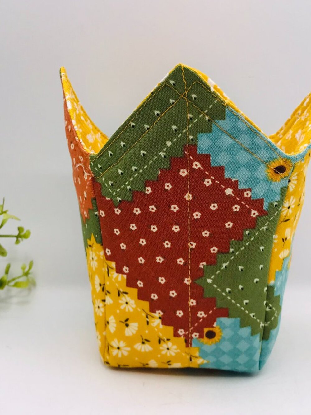 Microwave Pint Size Cozy, Reversible, Cottage Core Patchwork Fall Colors